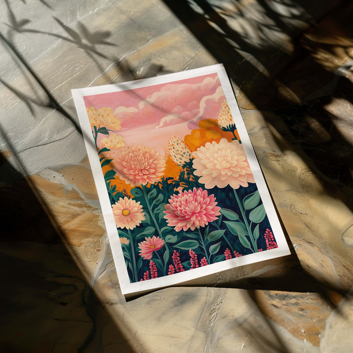 Poster Dahlia Peachy pink